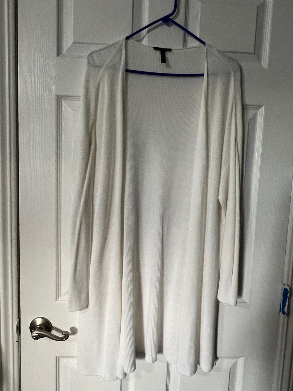 Eileen Fisher Cream Open-Front Longline Cardigan
